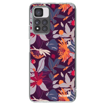 Picasee silikonowe przeźroczyste etui na Xiaomi Redmi Note 11 Pro+ 5G - Purple Leaf
