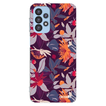 Picasee silikonowe przeźroczyste etui na Samsung Galaxy A23 A235F 4G - Purple Leaf
