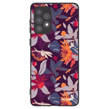 Picasee silikonowe czarne etui na Samsung Galaxy A73 5G - Purple Leaf