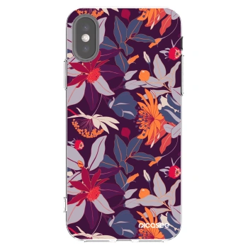Picasee silikonowe przeźroczyste etui na Apple iPhone X/XS - Purple Leaf
