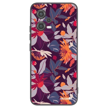 Picasee silikonowe czarne etui na Xiaomi Poco X5 - Purple Leaf