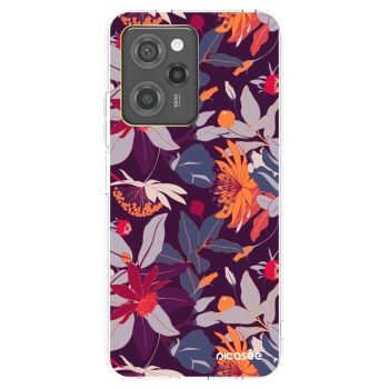 Picasee silikonowe czarne etui na Xiaomi Poco X5 Pro - Purple Leaf
