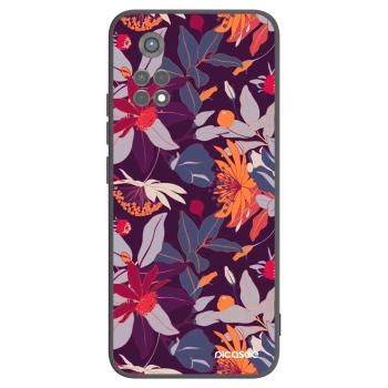 Picasee silikonowe czarne etui na Xiaomi Redmi Note 11S 5G - Purple Leaf