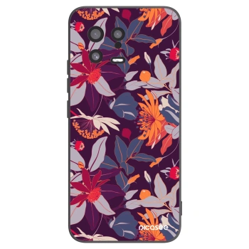 Picasee silikonowe czarne etui na Xiaomi 13 - Purple Leaf
