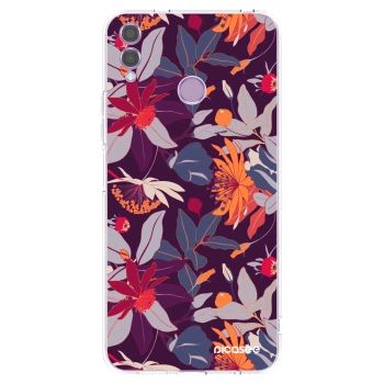 Picasee silikonowe przeźroczyste etui na Honor 8X - Purple Leaf