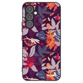 Picasee silikonowe czarne etui na Samsung Galaxy A54 5G A546B - Purple Leaf