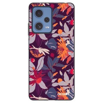 Picasee silikonowe czarne etui na Xiaomi Redmi Note 12 Pro 5G - Purple Leaf