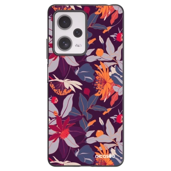 Picasee silikonowe czarne etui na Xiaomi Redmi Note 12 Pro+ 5G - Purple Leaf