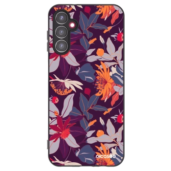 Picasee silikonowe czarne etui na Samsung Galaxy A14 5G A146P - Purple Leaf