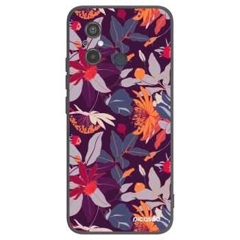 Picasee silikonowe czarne etui na Xiaomi Redmi 12C - Purple Leaf