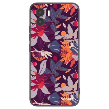 Picasee silikonowe czarne etui na Xiaomi Redmi A2 - Purple Leaf
