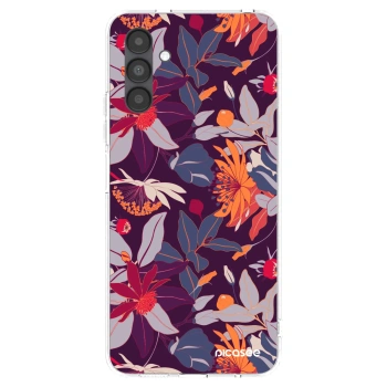 Picasee silikonowe przeźroczyste etui na Samsung Galaxy A04s A047F - Purple Leaf
