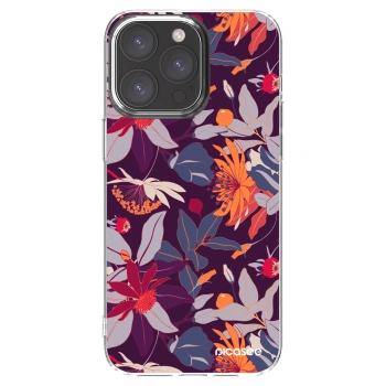 Picasee silikonowe przeźroczyste etui na Apple iPhone 15 Pro Max - Purple Leaf