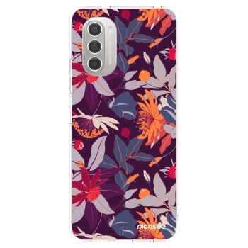 Picasee silikonowe przeźroczyste etui na Motorola Moto G51 - Purple Leaf