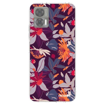 Picasee silikonowe przeźroczyste etui na Motorola Edge 30 Neo - Purple Leaf