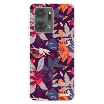 Picasee silikonowe przeźroczyste etui na Honor X7a - Purple Leaf