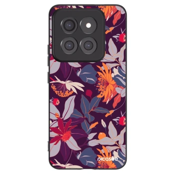 Picasee silikonowe czarne etui na Xiaomi 14 Pro - Purple Leaf