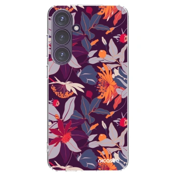 Picasee silikonowe przeźroczyste etui na Samsung Galaxy S24+ S926B 5G - Purple Leaf