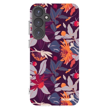 Picasee silikonowe przeźroczyste etui na Samsung Galaxy S23 FE S711B - Purple Leaf