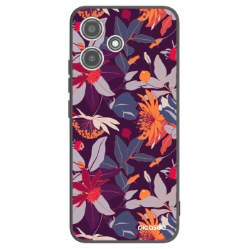 Picasee silikonowe czarne etui na Xiaomi Redmi 12 5G - Purple Leaf