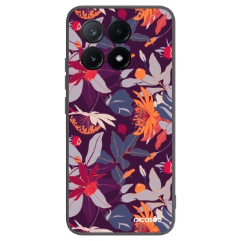 Picasee silikonowe czarne etui na Xiaomi Poco X6 Pro - Purple Leaf