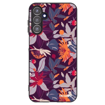 Picasee silikonowe czarne etui na Samsung Galaxy A15 A156B 5G - Purple Leaf