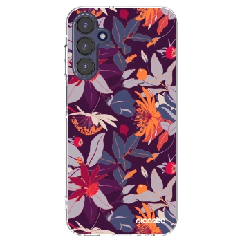 Picasee silikonowe przeźroczyste etui na Samsung Galaxy A15 A155F 4G - Purple Leaf