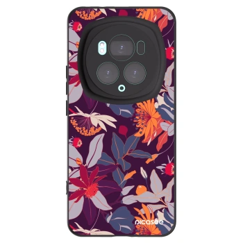 Picasee silikonowe czarne etui na Honor Magic6 Pro - Purple Leaf