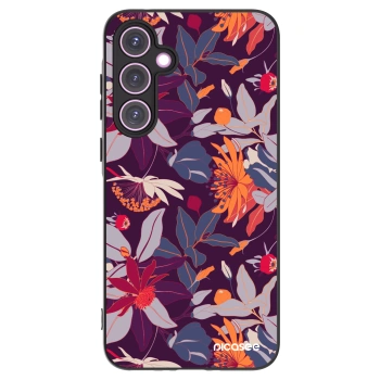 Picasee silikonowe czarne etui na Samsung Galaxy A35 5G A356B - Purple Leaf
