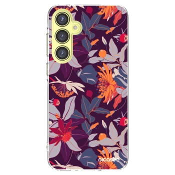 Picasee silikonowe przeźroczyste etui na Samsung Galaxy A35 5G A356B - Purple Leaf