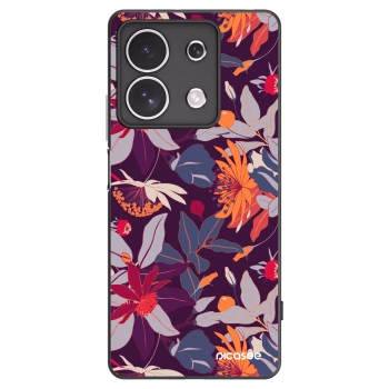 Picasee silikonowe czarne etui na Xiaomi Redmi Note 13 4G - Purple Leaf