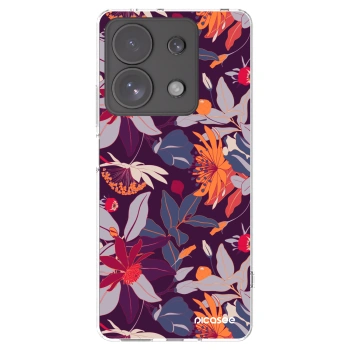 Picasee silikonowe przeźroczyste etui na Xiaomi Redmi Note 13 Pro 4G - Purple Leaf