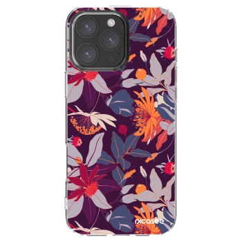 Picasee silikonowe przeźroczyste etui na Apple iPhone 16 Pro Max - Purple Leaf