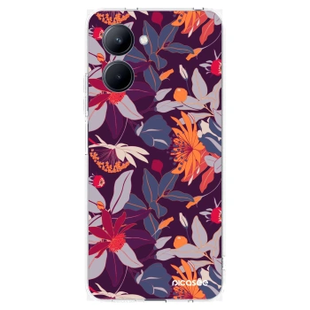 Picasee silikonowe przeźroczyste etui na Realme C33 (2023) - Purple Leaf