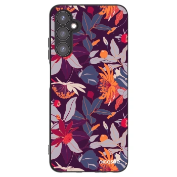 Picasee silikonowe czarne etui na Samsung Galaxy A05s A057G - Purple Leaf