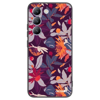 Picasee silikonowe czarne etui na Vivo V40 SE 5G - Purple Leaf