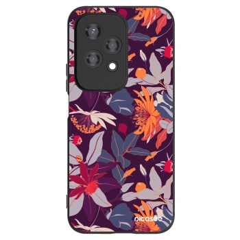 Picasee silikonowe czarne etui na Honor 200 Lite - Purple Leaf