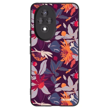 Picasee silikonowe czarne etui na Honor 200 Pro 5G - Purple Leaf