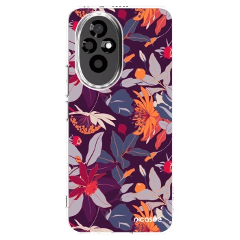 Picasee silikonowe przeźroczyste etui na Honor 200 Pro 5G - Purple Leaf