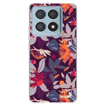 Picasee silikonowe przeźroczyste etui na Xiaomi 14T Pro - Purple Leaf