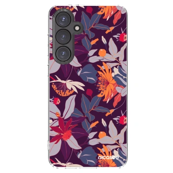 Picasee silikonowe przeźroczyste etui na Samsung Galaxy S24 FE S721B - Purple Leaf