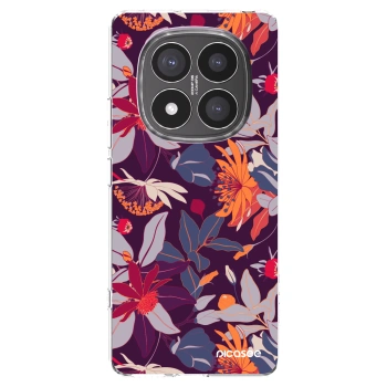 Picasee silikonowe przeźroczyste etui na Xiaomi Redmi Note 14 Pro+ 5G - Purple Leaf