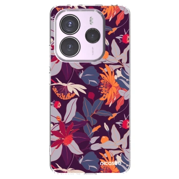 Picasee silikonowe przeźroczyste etui na Xiaomi Redmi Note 14 5G - Purple Leaf