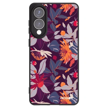 Picasee silikonowe czarne etui na Samsung Galaxy S25 Edge 5G - Purple Leaf