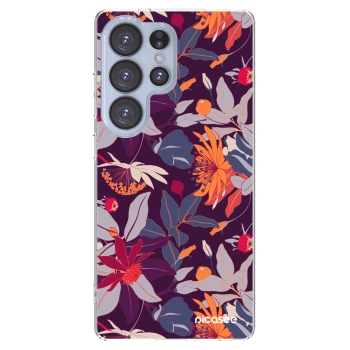 Picasee silikonowe przeźroczyste etui na Samsung Galaxy S25 Ultra 5G - Purple Leaf