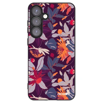 Picasee silikonowe czarne etui na Samsung Galaxy S25+ 5G - Purple Leaf