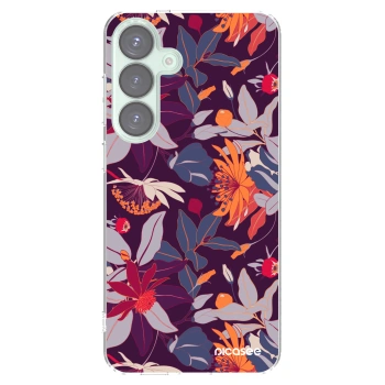 Picasee silikonowe przeźroczyste etui na Samsung Galaxy S25+ 5G - Purple Leaf