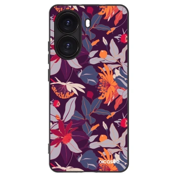 Picasee silikonowe czarne etui na Xiaomi Poco X7 Pro 5G - Purple Leaf