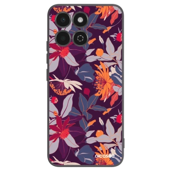 Picasee silikonowe czarne etui na Honor 200 Smart 5G - Purple Leaf