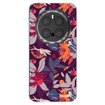 Picasee silikonowe przeźroczyste etui na Honor Magic7 Pro 5G - Purple Leaf